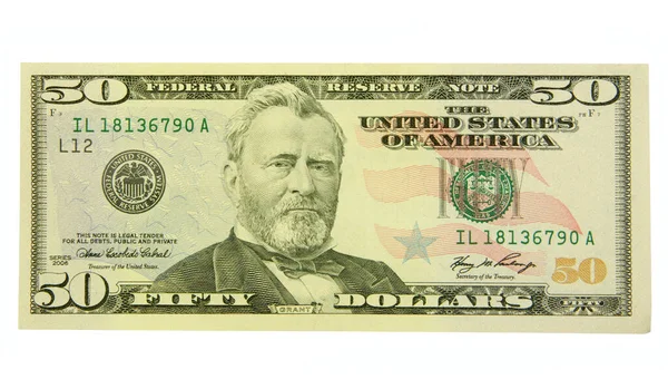 Billete Dólares Aislado Blanco —  Fotos de Stock