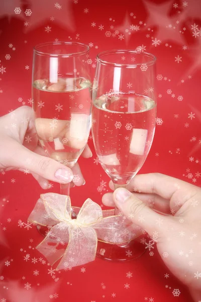Новорічна Вечірка Келихами Шампанського — стокове фото