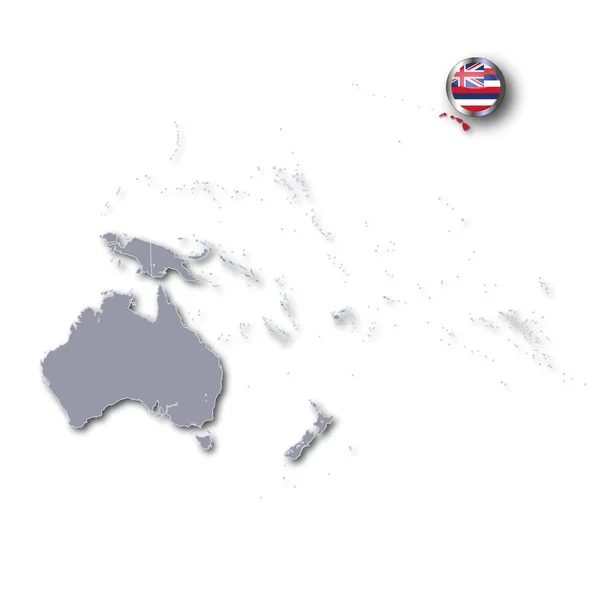 Océano Pacífico Mapa Con Bandera Hawaii —  Fotos de Stock