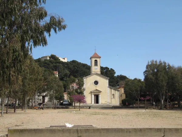 Kerk Sainte Anne Porquerolles Var Frankrijk — Stockfoto