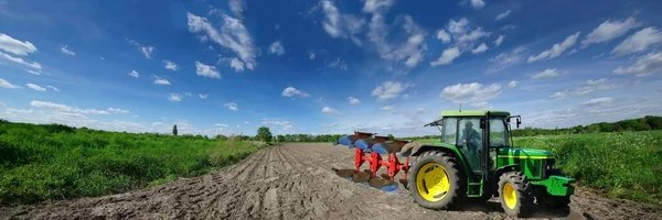 Tractor Tractor Panoramic Field — Stock Photo, Image