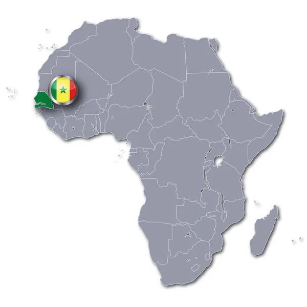 Africká Mapa Senegalu — Stock fotografie