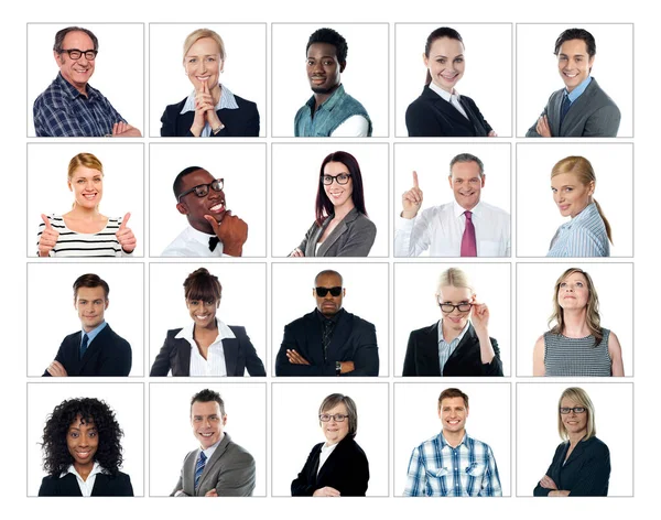 Collage People Different Ethnic Background Squared Blocks — Stock Photo, Image