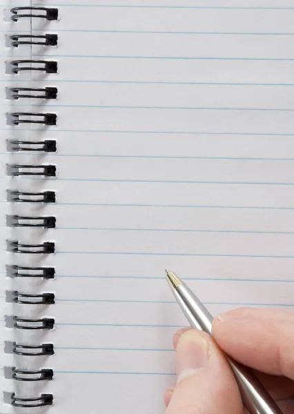 Close Van Mannelijke Hand Met Pen Klaar Schrijven — Stockfoto