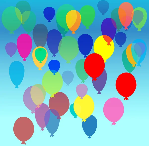 Vector Illustratie Van Ballonnen Vliegen Lucht Met Transparantie — Stockfoto