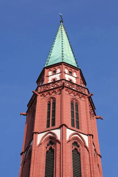 Gamla Nikolai Kyrka Den Historiska Stadskärnan Frankfurt Main — Stockfoto