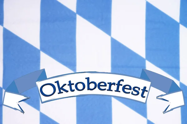 Bayerns Flag Banner Med Det Tyske Ord Oktoberfest - Stock-foto