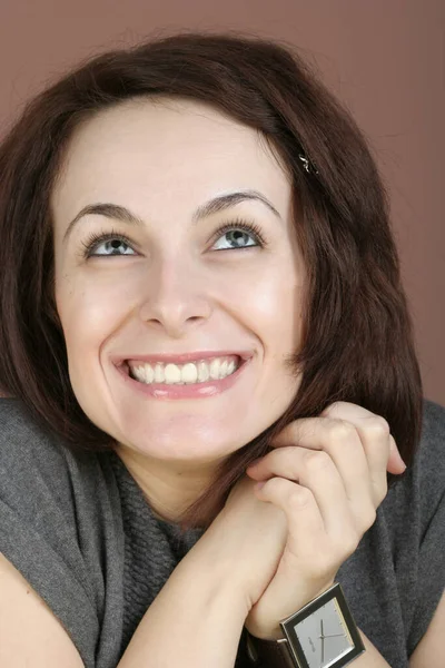 Portrait Happy Beautiful Woman Green Eyes — Stock Photo, Image