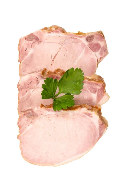 White Isolated Kasseler Meat Parsley — Stock Photo, Image