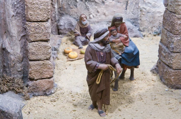Δημοφιλή Ισπανική Σκηνή Nativity Χριστουγέννων Στενή Επάνω — Φωτογραφία Αρχείου