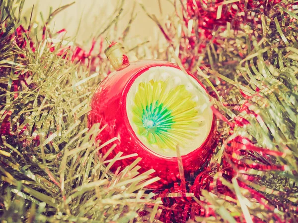 Vintage Retro Olhando Tinsel Bugigangas Para Decoração Árvore Natal — Fotografia de Stock