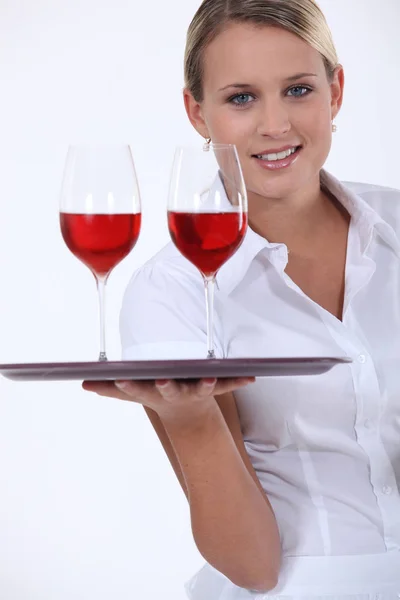 Sommelier Two Glasses Red Wine Stock Photo