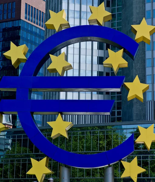 Símbolo Euro Frente Ecb Frankfurt — Fotografia de Stock