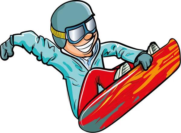 Caricatura Snowboarder Aire Aislado — Foto de Stock