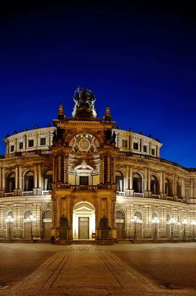 Dresden Semperoper Niebieska Godzina — Zdjęcie stockowe