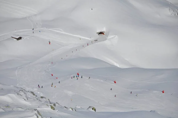 Σκι Στο Χιονοδρομικό Κέντρο Montafon Silvretta Στα Χωριά Schruns Gaschurn — Φωτογραφία Αρχείου