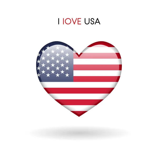 Liefde Usa Symbool Vlag Hart Glanzend Pictogram Vector Illustratie Geïsoleerd — Stockfoto