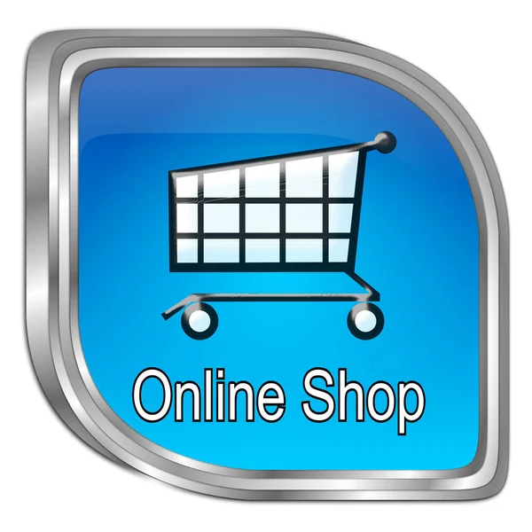 Glossy Blue Online Shop Button Illustration — Stock Photo, Image