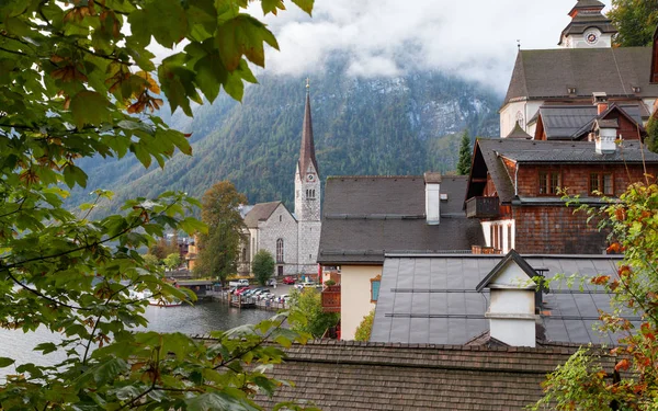 Famoso Pueblo Montaña Hallstatt Con Lago Hallstatt Austria — Foto de Stock