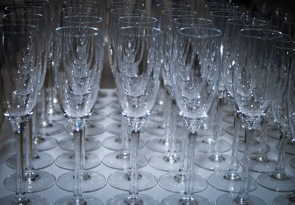 Tomma Champagneglas Redo För Fest Vid Speciella Tillfällen — Stockfoto