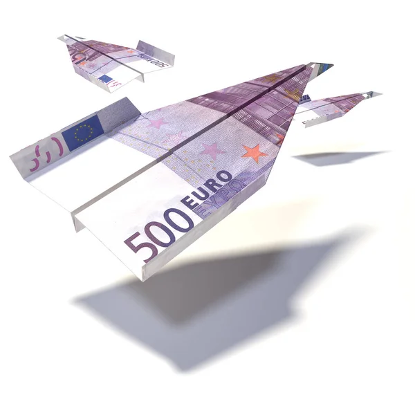 Papierowy Samolot Banknotu 500 Euro — Zdjęcie stockowe