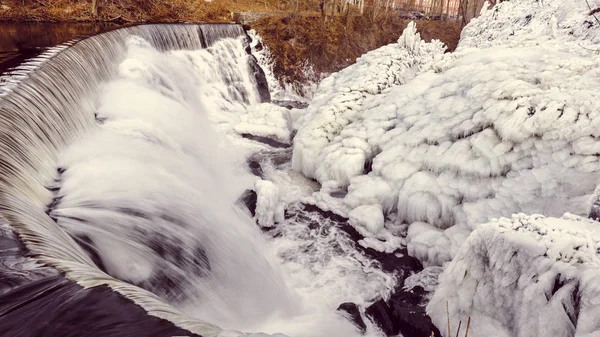 Água Inverno Cai Com Gelo Construir Fotografia Das Cataratas Yantic — Fotografia de Stock