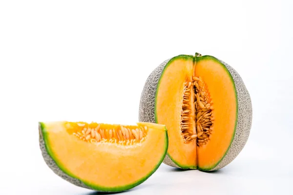 Segar Manis Cantaloupe Melon Tanah Putih — Stok Foto