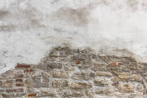 Stare Cegły Częściowym Białym Tynkowane Tekstury Ścian — Zdjęcie stockowe