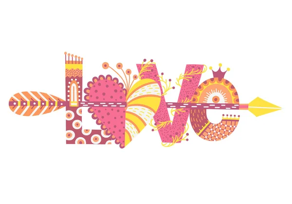 Com Amor Letras Desenhadas Mão Feliz Dia Dos Namorados Coração — Fotografia de Stock