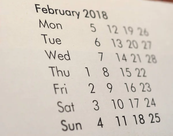 Detalhe Uma Página Calendário Com Datas — Fotografia de Stock