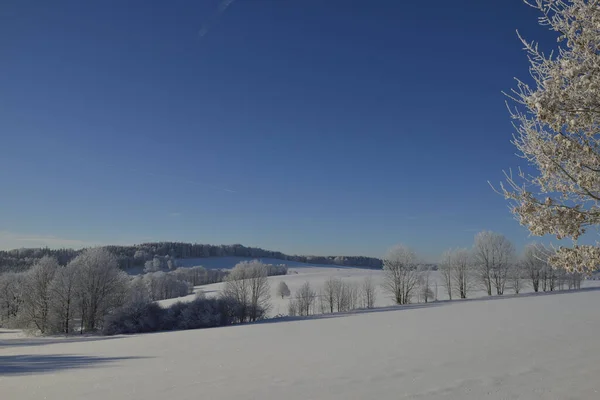 Kışın Weifa Yakınlarında Oberlausitzer Bergland — Stok fotoğraf