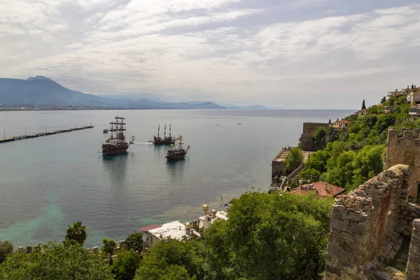 Vieux Voiliers Dans Ancien Port Antalya — Photo