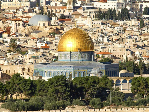 Kopuła Skały Jerozolimie Izrael Widok Góry Oliwnej — Zdjęcie stockowe