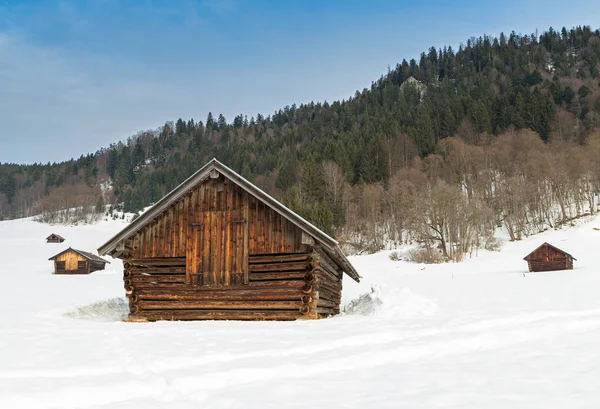 Chaty Geroldsee Zimie — Zdjęcie stockowe