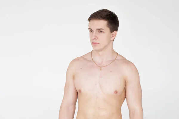 Estudio Retrato Jóvenes Hombres Sexy Culturista Atleta Con Torso Desnudo —  Fotos de Stock