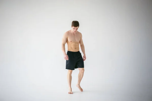 Porträt Junger Sexy Gutaussehender Mann Von Kräftigem Athletenkörper Mit Nacktem — Stockfoto