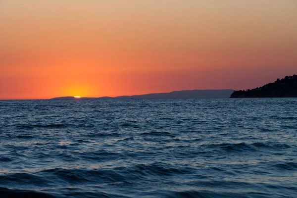 Zachód Słońca Nad Wodą Morską — Zdjęcie stockowe