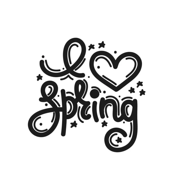 Ich Liebe Den Frühling Niedlichen Kreativen Handgezeichneten Schriftzug Freihandstil Doodle — Stockfoto