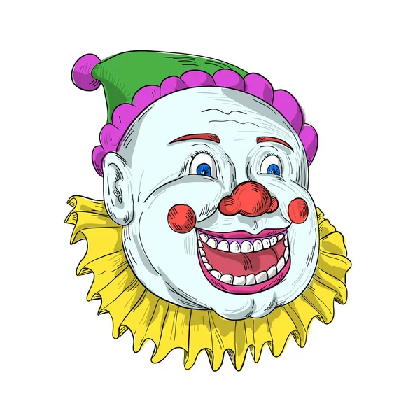 Малюнок Ескіз Стилю Ілюстрації Голови Старовинного Циркового Клоуна Виконавця Сміється — стокове фото