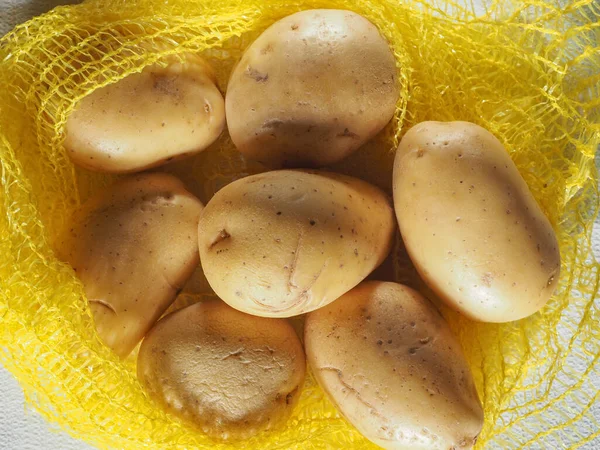 Καθαρή Σακούλα Πατάτες Solanum Tuberosum Λαχανικά Χορτοφαγικά Και Χορτοφαγικά Τρόφιμα — Φωτογραφία Αρχείου