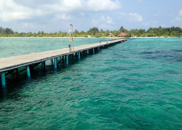 Błękitna Laguna Tropikalna Wyspa Malediwach — Zdjęcie stockowe