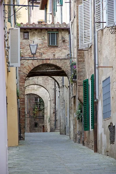 Urbane Straße Alten Siena Toskana Italien Das Historische Zentrum Von — Stockfoto
