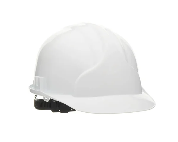 白色建筑头盔 硬帽子 白色背景 防护服 — 图库照片