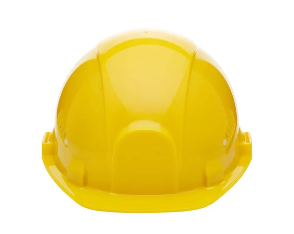 Casco Costruzione Giallo Cappello Duro Sfondo Bianco Vestiti Protettivi — Foto Stock