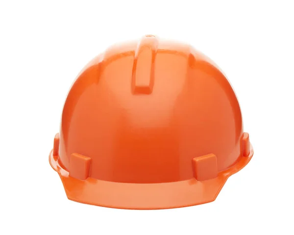 Πορτοκαλί Κράνος Σκληρό Καπέλο Λευκό Φόντο Προστατευτικά Ενδύματα — Φωτογραφία Αρχείου