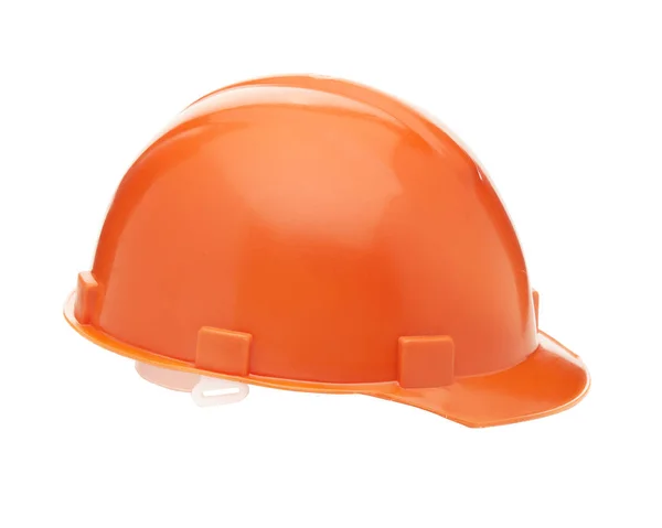 Casque Construction Orange Casque Rigide Sur Fond Blanc Vêtements Protection — Photo