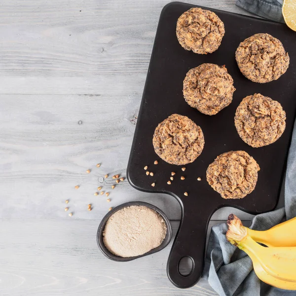 Sani Muffin Banana Fatti Casa Senza Glutine Con Farina Grano — Foto Stock