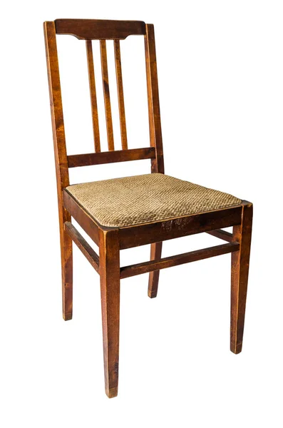 白色孤立的旧木椅 — 图库照片