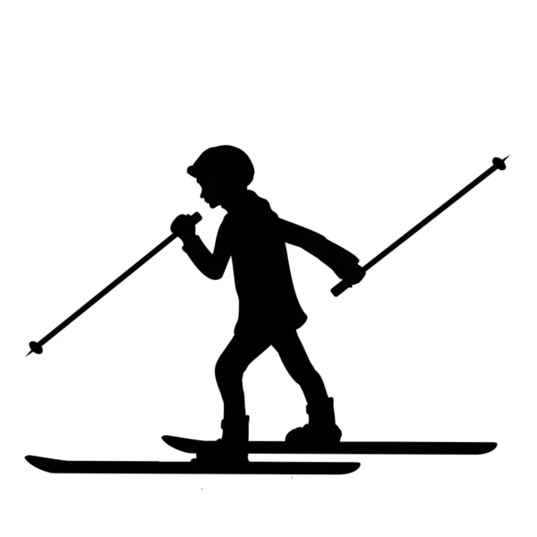 Silhouette Mädchen Wintersport Ski Vektorillustration — Stockfoto