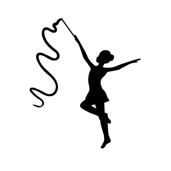 Ragazza Ginnastica Sport Silhouette Nastro Sportivo Illustrazione Vettoriale — Foto Stock